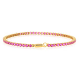 3.65 Carats Created Ruby Bracelet in 10ct Yellow Gold