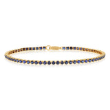 3.37 Carats Created Sapphire Bracelet in 10ct Yellow Gold