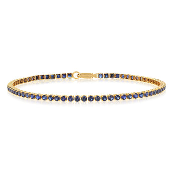 3.37 Carats Created Sapphire Bracelet in 10ct Yellow Gold