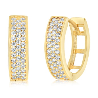 Zirconia Hoop Earrings in 9ct Yellow Gold