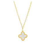 Mother of Pearl Clover on Adjustable 42-45cm Length in 9ct Yellow Gold Chain