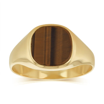 Tiger Eyes Gents Ring in 9ct Yellow Gold