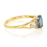 1.4 Carat London Blue Topaz and Diamond Ring in 9ct Yellow Gold