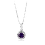 Amethyst and White Zirconia Earring and Pendant on Chain in Sterling Silver