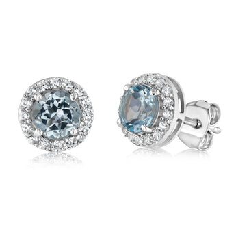 Bue Topaz and White Zirconia Earring and Pendant Set on Chain in Sterling SIlver