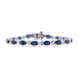 10.20 Carats Created Sapphire & Diamond Bracelet in Sterling Silver