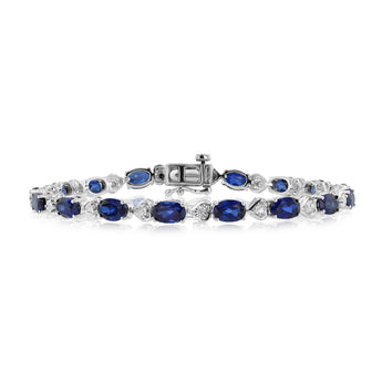 10.20 Carats Created Sapphire & Diamond Bracelet in Sterling Silver