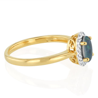 Triplet Opal Diamond Ring in 9ct Yellow Gold