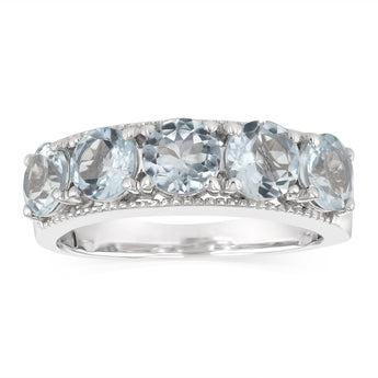 Natural Aquamarine Ring in Sterling Silver