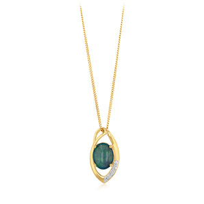 1.85 Carat Triplet Opal and Diamond Pendant in 9ct Yellow Gold