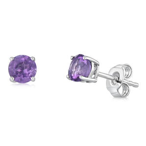 Natural Amethyst Stud Earrings in Sterling Silver