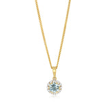 Blue Topaz and Diamond Pendant in 9ct Yellow Gold