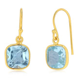 2.50 Carats Natural Blue Topaz Drop Earrings in Gold Plated Sterling Silver