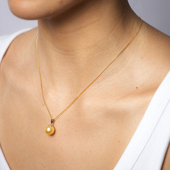 10-12mm Golden South Seal Pearl Pendant with in 9ct Yellow Gold on 45cm Chain