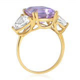 Natural White Topaz and Amethyst Ring in 9ct Yellow Gold