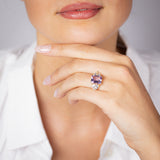 Natural White Topaz and Amethyst Ring in 9ct Yellow Gold