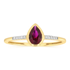 Created Ruby and Diamond Ring in 9ct Yellow Gold