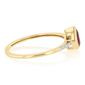 Created Ruby and Diamond Ring in 9ct Yellow Gold