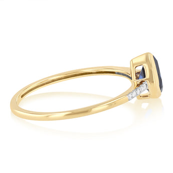 Created Sapphire and Diamond Ring in 9ct Yellow Gold