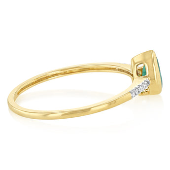 Created Emerald and Diamond Ring in 9ct Yellow Gold
