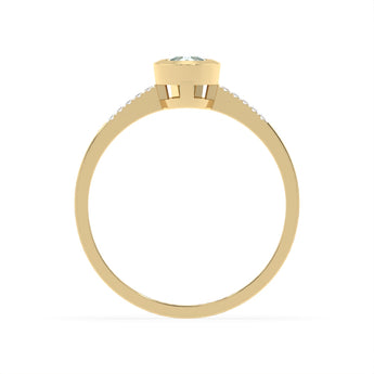 Created Blue Topaz and Diamond Ring in 9ct Yellow Gold