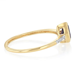 Created Amethyst and Diamond Ring in 9ct Yellow Gold