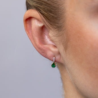 Created Emerald and Diamond Drop Earrings in 9ct Yellow Gold