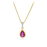 Created Ruby and Diamond Pendant in 9ct Yellow Gold