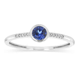 Created Sapphire and Diamond Ring in Sterling Silver