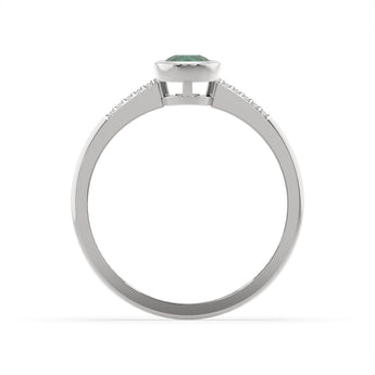 Created Emerald and Diamond Ring in Sterling Silver