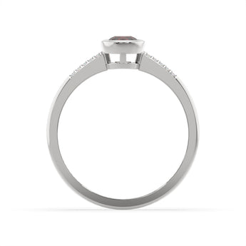 Created Red Garnet and Diamond Ring in Sterling Silver