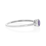 Created Amethyst and Diamond Ring in Sterling Silver