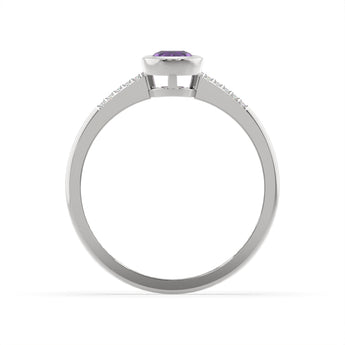 Created Amethyst and Diamond Ring in Sterling Silver