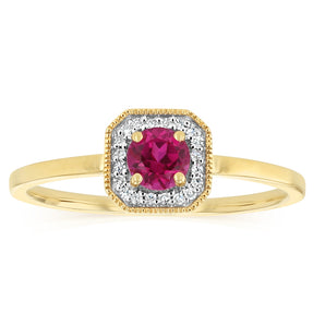 Created Ruby and Diamond Ring in 9ct Yellow Gold