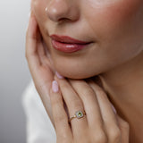 Created Peridot and Diamond Ring in 9ct Yellow Gold