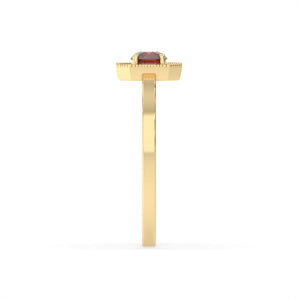 Created Red Garnet and Diamond Ring in 9ct Yellow Gold
