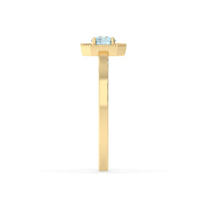 Created Blue Topaz and Diamond Ring in 9ct Yellow Gold