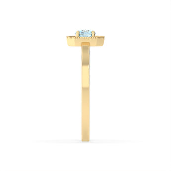 Created Blue Topaz and Diamond Ring in 9ct Yellow Gold