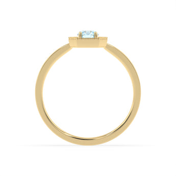 Created Blue Topaz and Diamond Ring in 9ct Yellow Gold