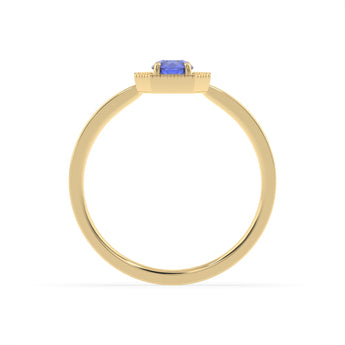 Created Tanzanite and Diamond Ring in 9ct Yellow Gold