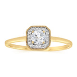 Created White Topaz and Diamond Ring in 9ct Yellow Gold