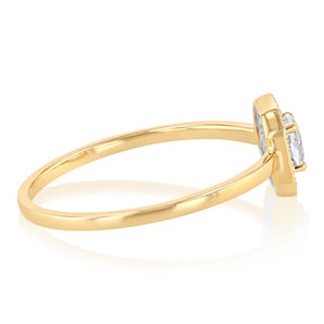 Created White Topaz and Diamond Ring in 9ct Yellow Gold
