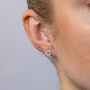 Created Peridot and Diamond Stud Earrings in 9ct Yellow Gold