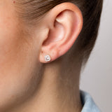 Created White Topaz and Diamond Stud Earrings in 9ct Yellow Gold