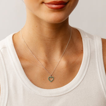 Created Emerald Open Heart Pendant in 9ct White Gold