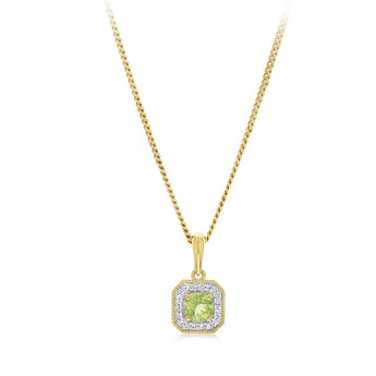 Created Peridot and Diamond Pendant in 9ct Yellow Gold