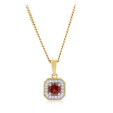 Created Red Garnet and Diamond Pendant in 9ct Yellow Gold