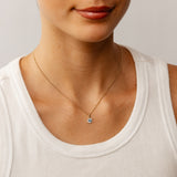 Created Blue Topaz and Diamond Pendant in 9ct Yellow Gold