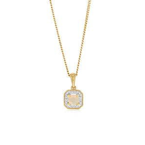 Created Opal and Diamond Pendant in 9ct Yellow Gold
