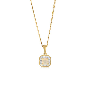 Created Opal and Diamond Pendant in 9ct Yellow Gold